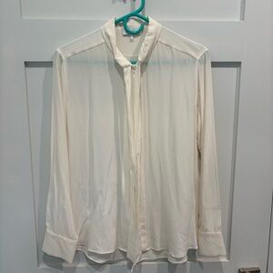 Sandro Cream Tie-Neck Silk Shirt NWOT